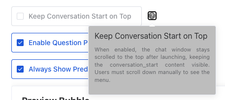 conversation start on top